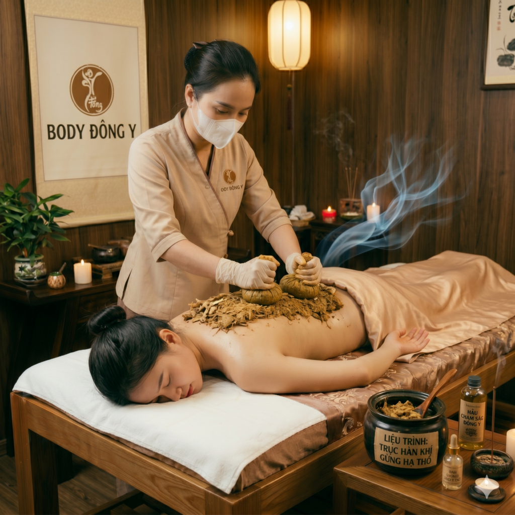 Body Đông Y: Massage Body trị liệu trục hàn khí gừng hạ thổ