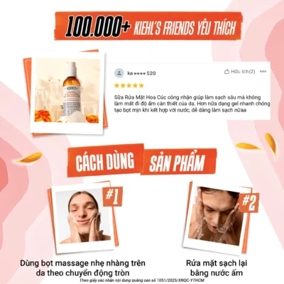 Sữa rửa mặt hoa cúc Kiehl's since 1851 Calendula Deep Cleansing Foaming Face 230ml - Ảnh 3
